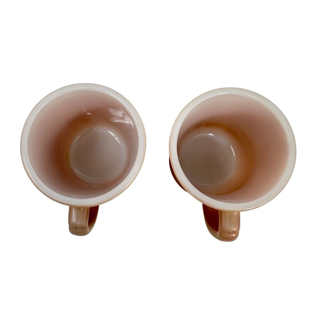 Vintage Fire King D-Ring Rose Mauve Milk Glass Mugs - Made in USA - Set of 2 - Picture 5 of 5